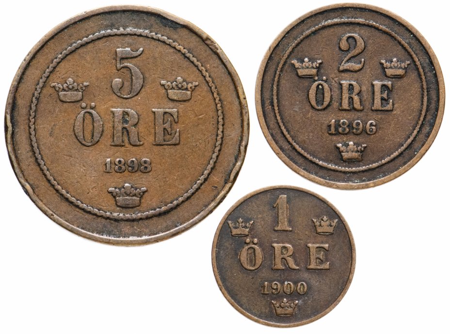 купить Швеция набор монет 1896-1900 Король Оскар II (3 монеты)