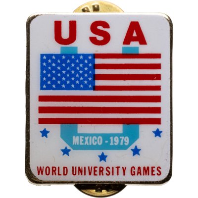 купить Значок США ( Соединённые Штаты Америки ) - USA - World University Games ( Всемирные Студенческие Игры ) - MEXICO - 1979 (Разновидность случайная )