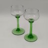 Купить Пара  бокалов для десертных вин на тонких зеленых ножках, стекло, Западная Европа, 1970-1980 гг.