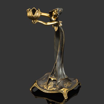 купить Подсвечник "Дева дарящая цветок" левый, бронза, патина, Российская Федерация, 2025 г.