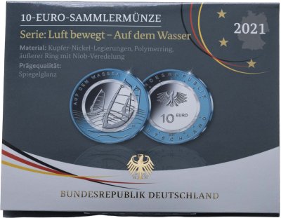 купить Германия 10 евро 2021 "На воде" proof в официальном буклете