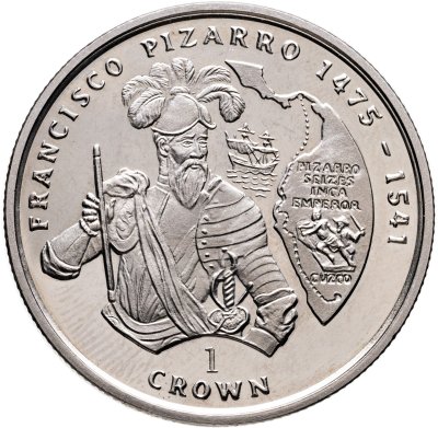 купить Остров Мэн 1 крона (crown) 2000 Мореплаватели - Франсиско Писарро