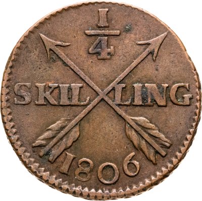 купить Швеция 1/4 скиллинга 1806