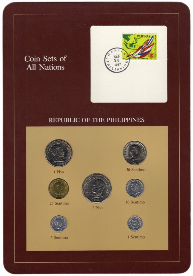 купить Серия "Наборы монет всех стран мира" - Филиппины (набор из 7 монет и 1 марки в буклете)