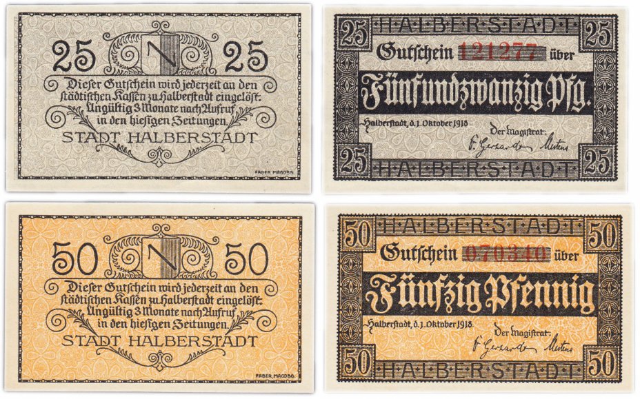 купить Германия (Саксония: Хальберштадт) набор из 2-х нотгельдов 1918