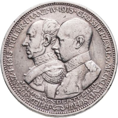 купить Германская империя 3 марки (mark) 1915 "100 лет Великому Герцогству Мекленбург-Шверин"