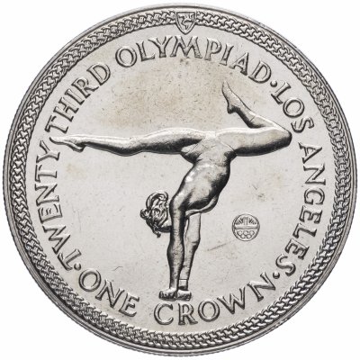 купить Остров Мэн 1 крона "1984 XXIII летние Олимпийские Игры, Лос-Анджелес 1984 - гимнастика"