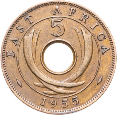 купить Британская Восточная Африка 5 центов (cents) 1955 KN знак монетного двора: "KN" - Кингз Нортон Металл, Бирмингем