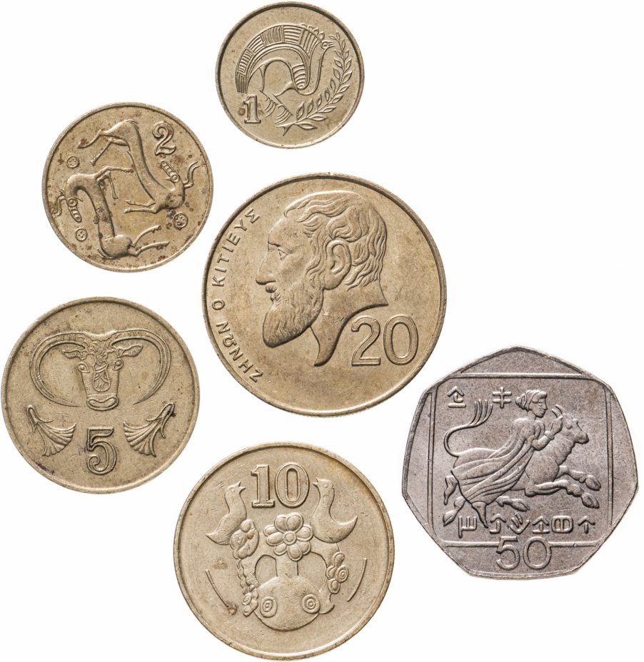 купить Кипр набор из 6 монет 1983-2004 год 1, 2, 5, 10, 20 и 50 центов