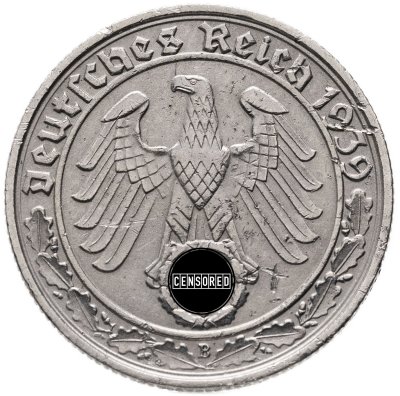 купить Германия, Третий рейх 50 рейхспфеннигов (reichspfennig) 1939, знак монетного двора "А"