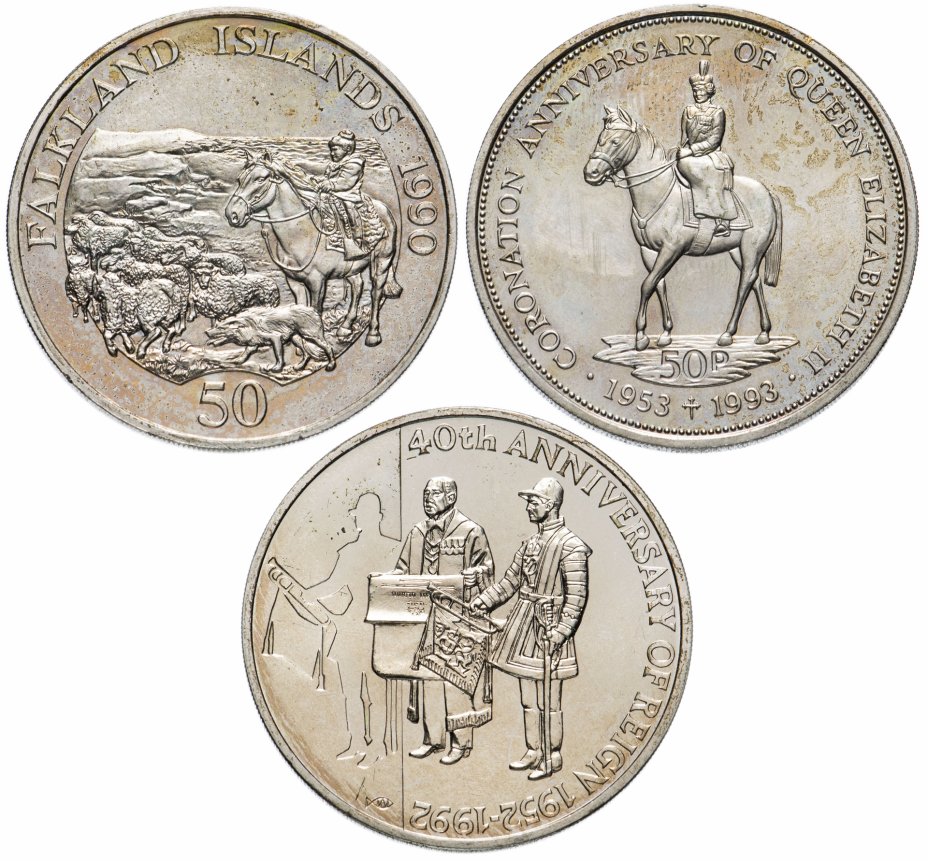 купить Фолклендские острова набор из 3-х монет 50 пенсов 1990-1993