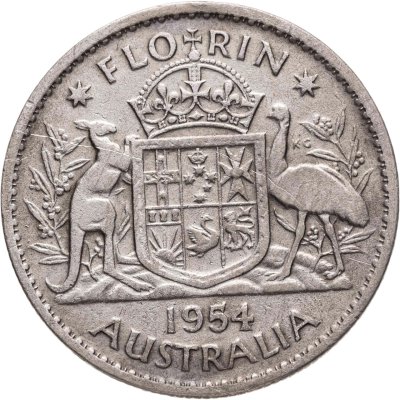 купить Австралия 2 шиллинга (флорин, shillings) 1954