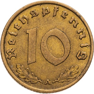 купить Германия, Третий рейх 10 рейхспфеннигов 1938 "А"