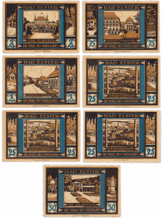 купить Германия (Саксония: Бад-Эльстер) набор из 7 нотгельдов 1922  (334.1b/B1)