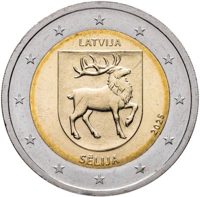 купить Латвия 2 евро 2025 "Исторические области Латвии - Селия"