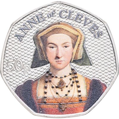 купить Гернси 50 пенсов 2024 «Король Генрих VIII и его жены - Анна Клевская» цветная