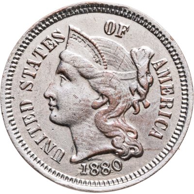 купить США 3 цента (cents) 1880 Three Cent Nickel