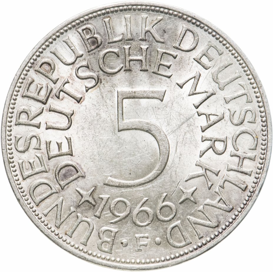купить Германия 5 марок, 1966 Отметка монетного двора: "F" - Штутгарт
