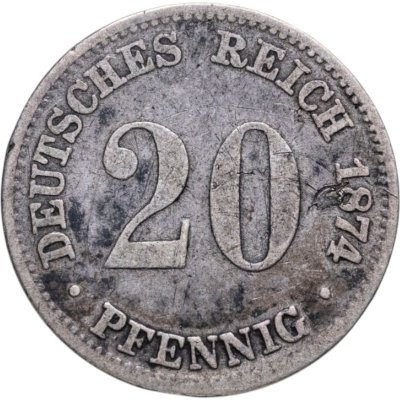 купить Германская империя 20 пфеннигов (pfennig) 1874