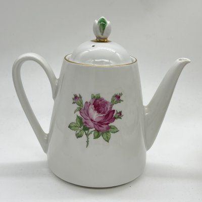 купить Чайник заварочный с декором "Роза" (крышка подбор), фарфор, деколь, золочение, Kahla, ГДР, 1960-1980 гг.