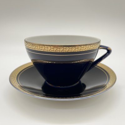 купить Пара чайная, фарфор, крытье кобальтом, золочение, Ленинградский фарфоровый завод (ЛФЗ), СССР, 1970-1990 гг.
