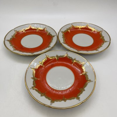 купить Набор из 3 блюдец с абстрактным декором, фарфор, деколь, золочение, 1960 г.
