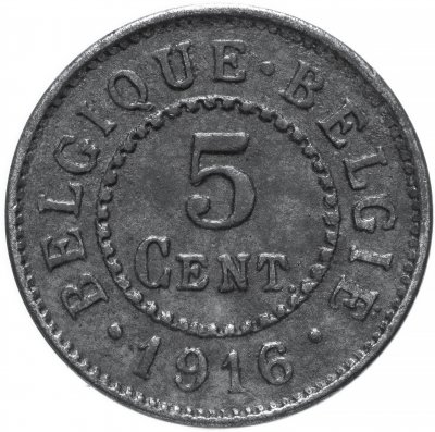Купить Бельгия 5 сантимов (centimes) 1916