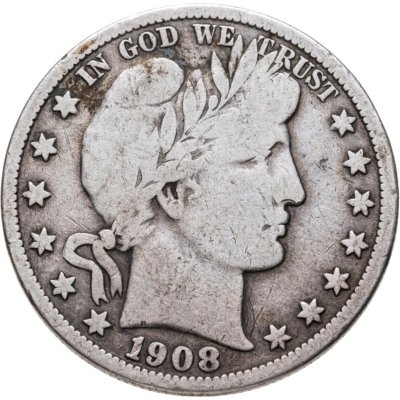 купить США 50 центов Барбера (1/2 доллара, half dollar) 1908, знак монетного двора: "O" - Новый Орлеан