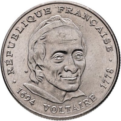 купить Франция 5 франков (francs) 1994 "300 лет со дня рождения Вольтера"