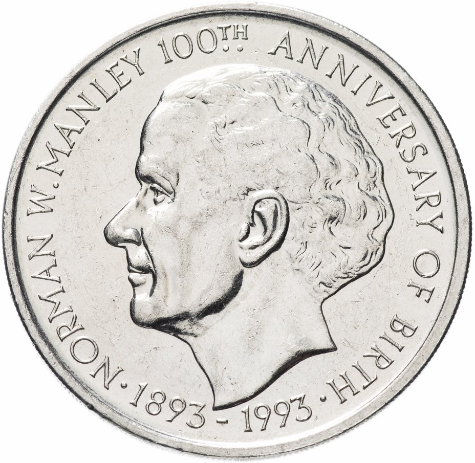 купить Ямайка 5 долларов 1993 "100 лет со дня рождения Нормана Вашингтона Мэнли"