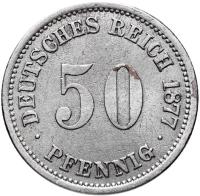 купить Германия 50 пфеннигов (pfennig) 1877 А знак монетного двора: "А" - Берлин