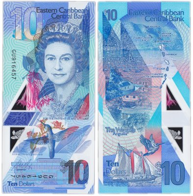купить Восточные Карибы - 10 долларов 2019 (2021) Елизавета 2 Парусник (Pick 56а) полимер