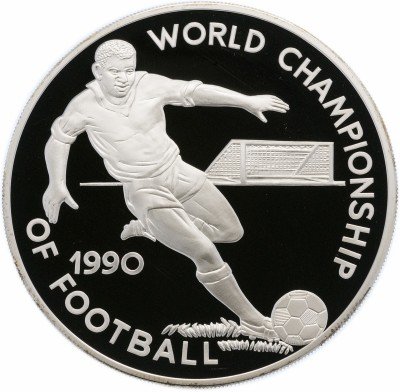 Купить Ямайка 100 долларов 1990 "XIV Чемпионат мира по футболу 1990 года в Италии" в капсуле и футляре с сертификатом
