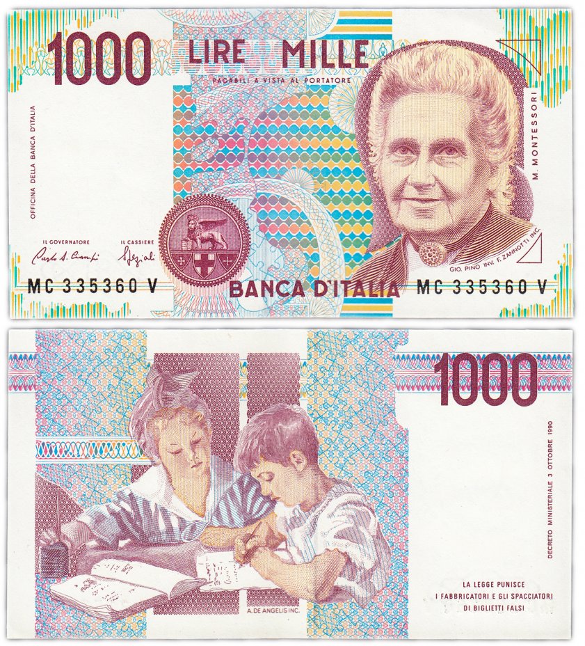 купить Италия 1000 лир 1990 (Pick 114a)