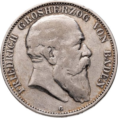 купить Германская Империя 5 марок (mark) 1902 G Баден