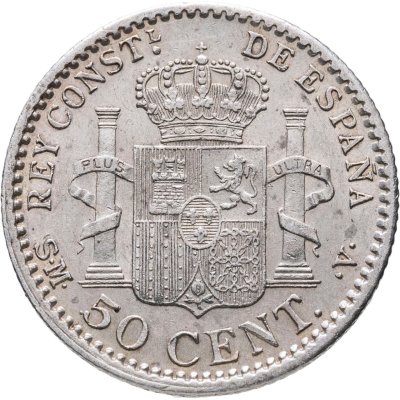 купить Испания 50 сентимо (centimos) 1904 0 и 4 внутри звёзд