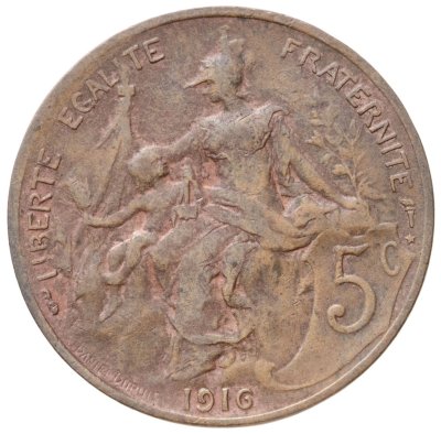 купить Франция 5 сантимов (centimes) 1916 ★ знак монетного двора: "★" - Мадрид