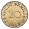 Купить Саар 20 франков (francs) 1954