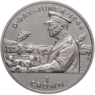 купить Остров Мэн 1 крона 1994 "50 лет высадке в Нормандии 6 июня. Генерал Эйзенхауэр"