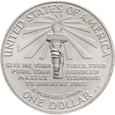 купить США 1 доллар (dollar) 1986 UNC Statue of Liberty (100 лет Статуе Свободы - Остров Эллис) знак монетного двора "P"