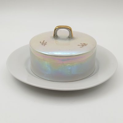 купить Масленка с растительным декором (в подборе), фарфор, люстр, золочение, ГДР, 1960-1980 гг.
