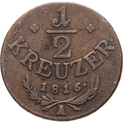 купить Австрия 1/2 крейцера (kreuzer) 1816, Знак монетного двора "A" - Вена