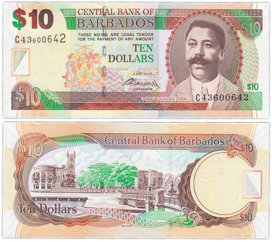 купить Барбадос 10 долларов 2012 (Pick 68c)