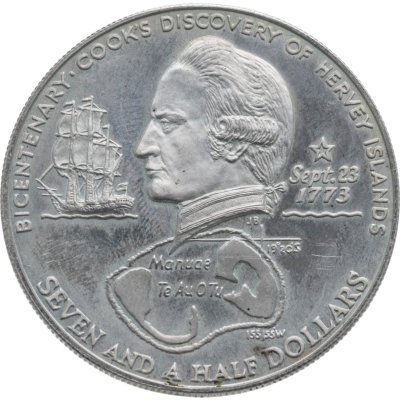 купить Острова Кука 7,5 долларов (dollars) 1973 Proof 200 лет плаванию Джеймса Кука - открытие острова Херви