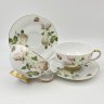 Купить Набор чайных пар винтажный, с цветочным декором на 2 персоны (в подарочной упаковке), Veroni, фарфор, деколь, золочение, Польша, 1990-2010 гг.