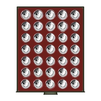 купить Бокс на 35 монет диаметром 30 мм в капсулах (Lindner, Германия)