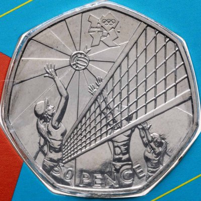 купить Великобритания 50 пенсов (pence) 2011 "XXX летние Олимпийские Игры, Лондон 2012 - Волейбол" в буклете