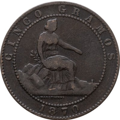 купить Испания 5 сентимо (centimos) 1870