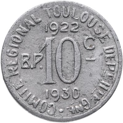 купить Франция, Тулуза, нотгельд 10 сантимов 1922