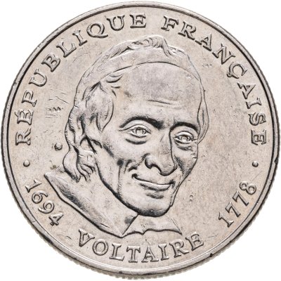 купить Франция 5 франков (francs) 1994 300 лет со дня рождения Вольтера
